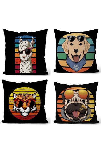 EVPANYA Husă de pernă din 4 piese cu model punk cu animale