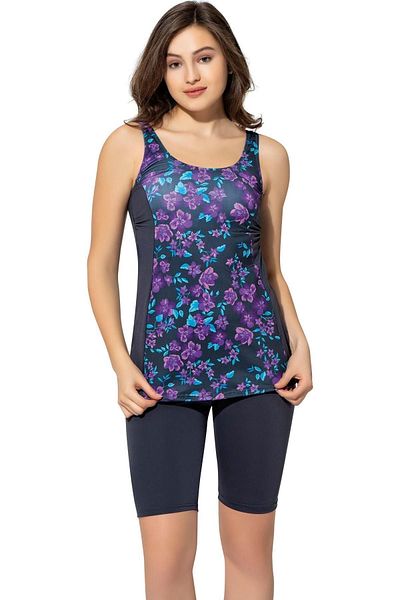 Argisa Tightskini Patterned Shorts Tankini 5532 Patterned Smoked Plus Size