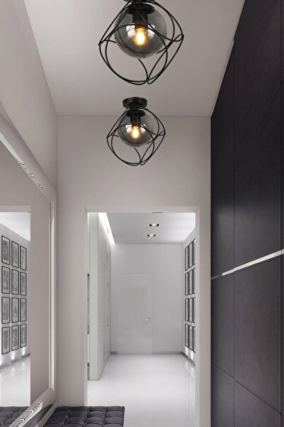 Begüsa Suna Tekli Siyah-füme Camlı Tavan Montaj Avize