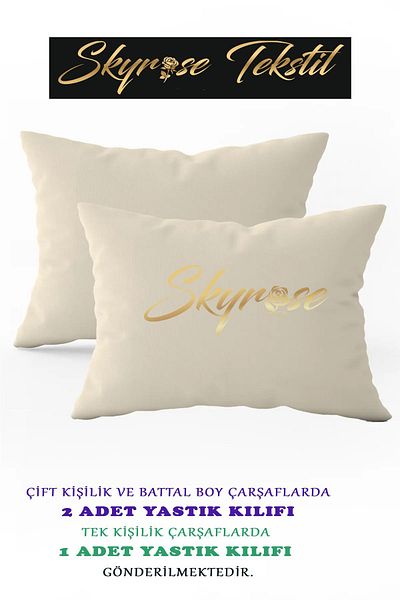 Skyrose King Size Flat Elastic Sheet Set, Hotel Sheet Set, King Size Elastic Sheet 180x200 30x2