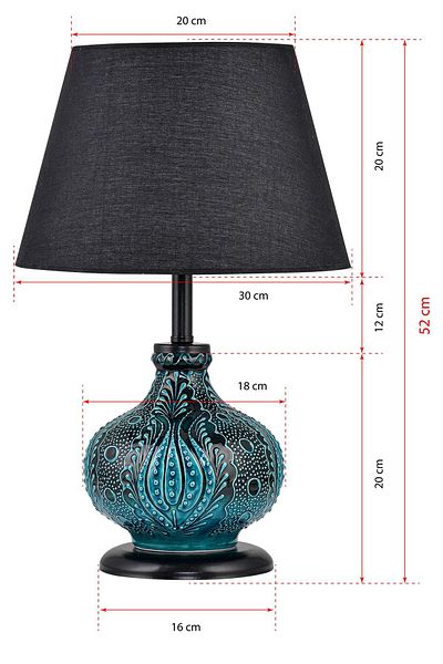 DEDE Black Patara Table Lamp with Green Tiles