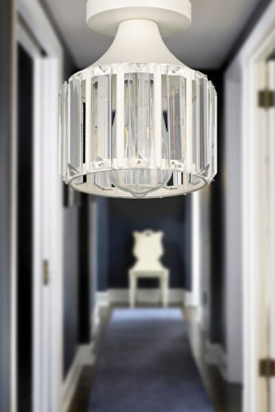 Begüsa Arel Kristal Tavan Montaj Tekli Avize Beyaz