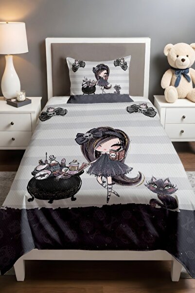 EVPANYA Sevimli Cadı Prenses Desenli Pike Seti (160x230cm)