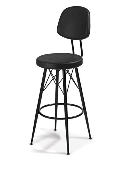 bluetick 2 Adet 75cm Metal Ayaklı Deri Eyfel Bar Sandalyesi Taburesi Sc002