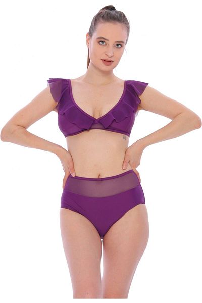 Argisa Flat Ruffle High Waist New Bikini 5029 Purple