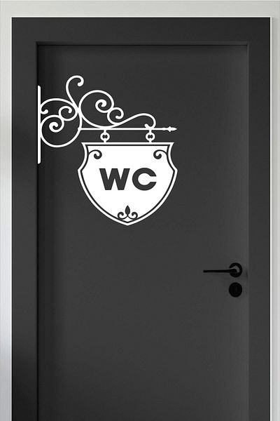212shop WC Sign Pattern Decorative Wall Door Office Sticker, Transferred
