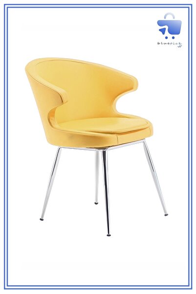 White Furniture Dali Metal Krom Ayak Deri Poliüretan Sünger Rahat Sandalye