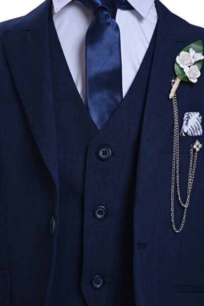 ceocuk Lacivert Renk Yelekli Cocuk Takim Elbise