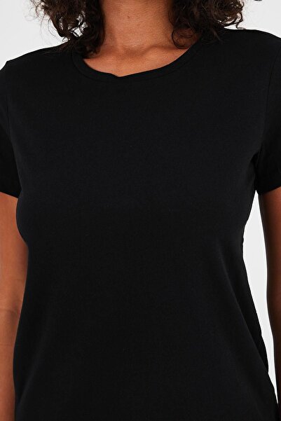 Penyelux Women's Daily Basic Cotton Loose Fit Crew Neck T-Shirt Black