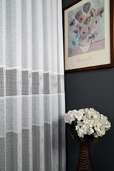 Evdepo Home Sconce Knitted Sparse Pleat, Tulle Curtain Single Wing - Ecru (Off White)