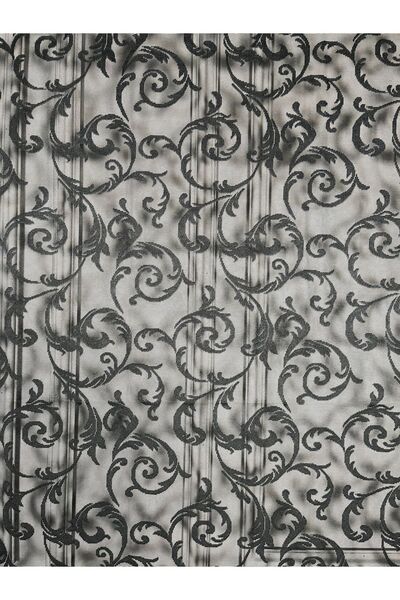 Evdepo Home Plantare plată fără pliuri, șnur din extrafibră, perdea din tul cu o singură aripă - negru