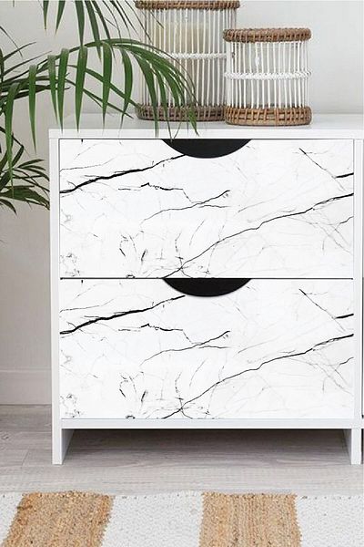 212shop White Marble Pattern Decorative Furniture Covering Sticker Foil