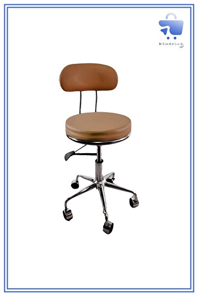 bluetick Arena Mavi Deri Arkalıklı Tekerlekli Tabure Modelleri