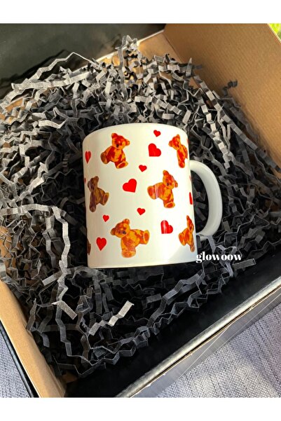 glowoow Ayıcık Teddy Bear Baskılı Kupa Bardak Seramik Kupa, Sevgili Için Hediye