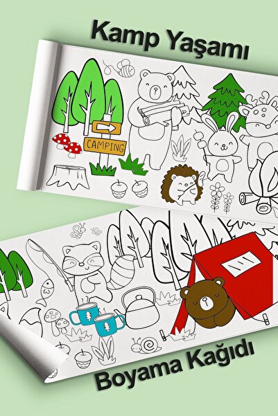 Enjoymydesign Kamp Hayatı Dev Boyama Kağıdı 2.5 Metre Tatil Aktivite Rulosu -...