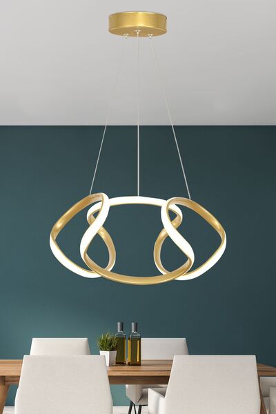 Renkoled Aydınlatma Dron Sarkıt Gold Renk Led Avize Beyaz Işık Modern Ledli A...