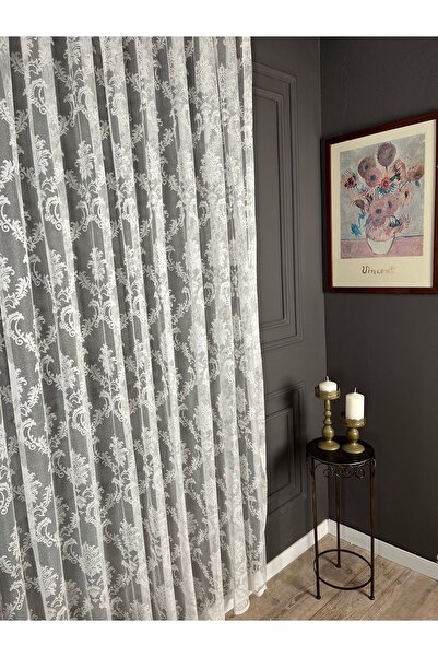 Evdepo Home Тач Дамаск Готовий до використання Рідкісний піле Тюлева штора Одностулкова