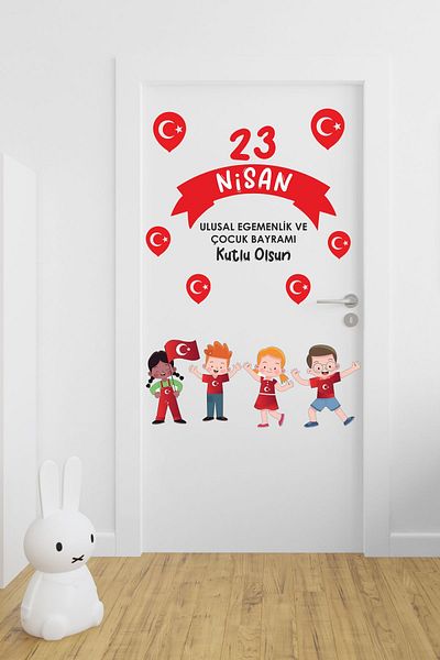 212shop April 23 Kids Door Wall Decoration Sticker Set, Children's Day School Home Decoration Sticker Set