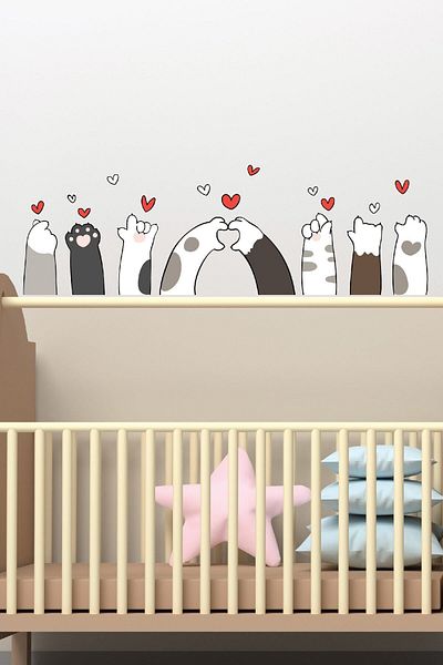 212shop Cute Paws Baby Kids Room Decorative Wall Sticker Set