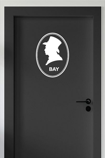 212shop Round Portrait Mr WC Door Wall Sticker, Transferred