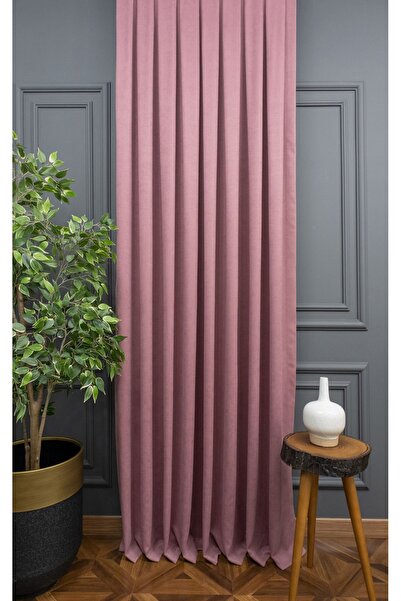 Evdepo Home Κουρτίνα μονόχρωμη Dusty Rose, ίσια εφαρμογή χωρίς πιέτες, κορδόνι εξτραφόρ, μονό φύλλο