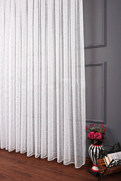 Evdepo Home Ready to Use Extrafor Scored Linen Tulle Curtain Single Wing