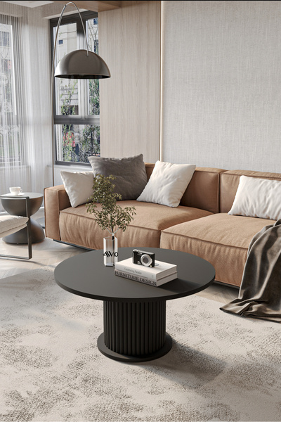 AVVİO Woven Lake MDF AYAK  Modern Yuvarlak Orta Sehpa 70 CM