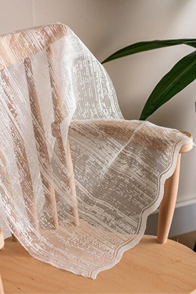 Evdepo Home No-Pleat Straight Sewing, Extrafor Shirring and Tulle Curtain, Single Sash Cream Model Gx9688