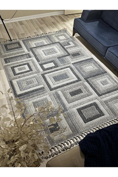 MBA Bloom 1404 Gri Halı Mutfak Halısı Kesme Halı Yolluk Balkon Halısı Hol Kor...