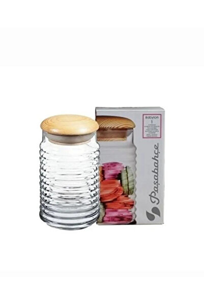 Paşabahçe 43173 Vakumlu 1.120 ml Cam Kavanoz bambu kapaklı ahşap kapaklı