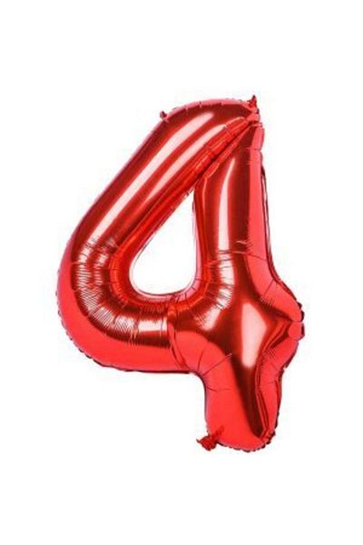 parti sürprizi Red 4 Number Foil Balloon 100 cm