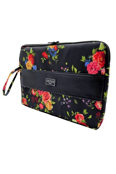 Differ Studio 15.6'' Inch Flower Patterned Black Laptop/Macbook/notebook/tablet/briefcase/bag
