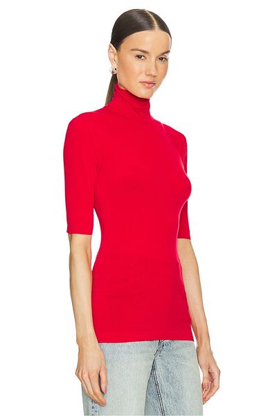 pvperlavista Turtleneck Red Short Sleeve Blouse