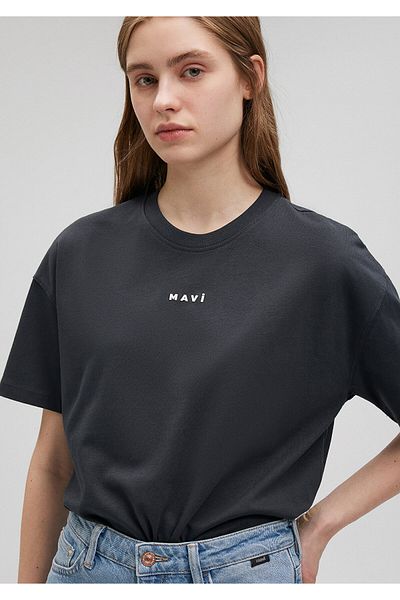 Mavi Anthrazitfarbenes T-Shirt mit Logo-Aufdruck Regular Fit / Regular Fit1612518-70087