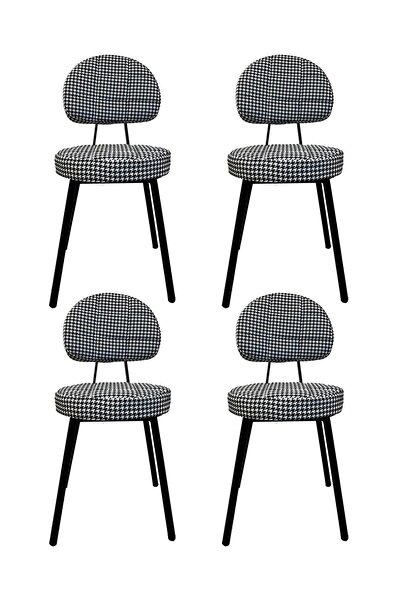 BAMBEDS MOBİLYA 4 Adet Poverty Sandalye Siyah Mutfak Salon Yemek Odası Sandal...