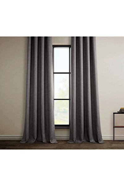 Evdepo Home Taç Koyu Gri Keten Blackout Karartma 1/2,5 Normal Pileli Fon Perd...