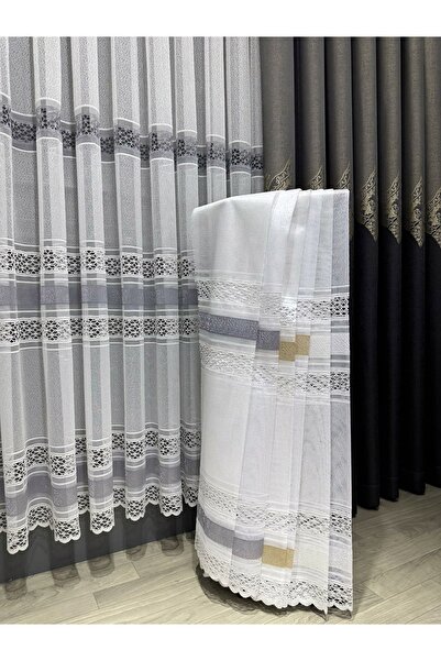 Evdepo Home Sparse Pleat Applique Knitted - Tulle Curtain Single Wing, Gray / 114805 Ekrgri
