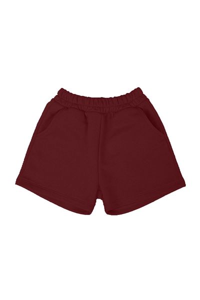 Vatkalimon Claret Red Children's Shorts - Elastic Waist, Side Pocket, 2 Thread