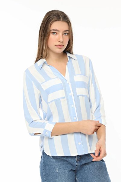 AVVER Cămașă cu dungi late pentru femei