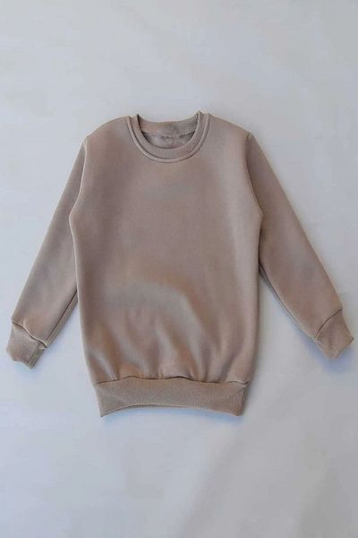 THEWERT Hanorac gros tricotat de bază bej pentru copii unisex cu fleece în interior