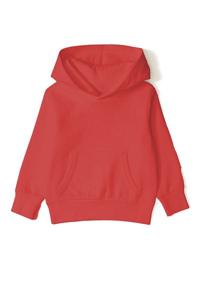 THEWERT Unisex Children's Red Hooded Knitted Thick Sweatshirt with Fleece Inside