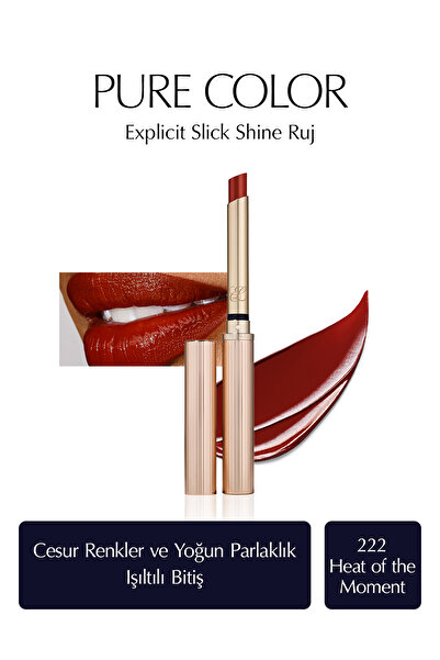 Estee Lauder Işıltılı Bitişli Ruj - Pure Color Explicit Slick Shine Ruj - Renk: 222 Heat of the Moment