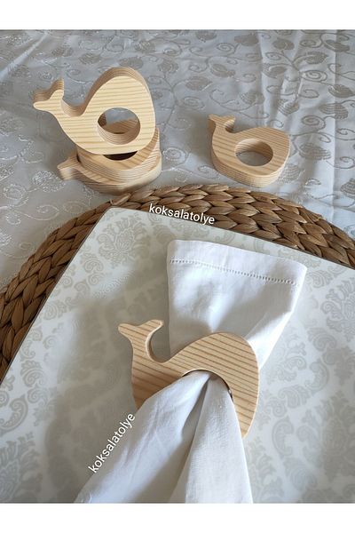 Köksal atölye 6-Piece Whale Model Napkin Ring, Napkin Ring