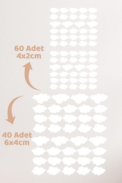 212shop 100 Pcs White Clouds Decorative Kids Baby Room Wall Decoration Sticker Set