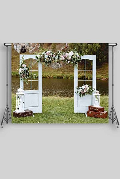 FONHANE 3x2.5 M Kumaş Üç Boyutlu Yetişkin Stüdyo Fotoğraf Fonu Bahçe Kapı Det...