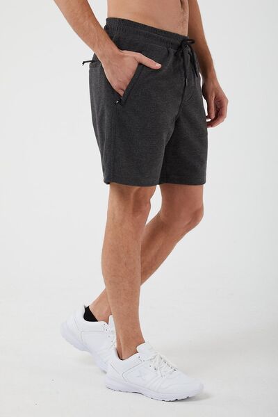 UNIQROY Erkek Şort Antrasit Regular Fit Esnek Belli Fermuarlı Yan Ve Arka Cep