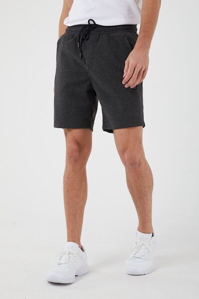 UNIQROY Erkek Şort Antrasit Regular Fit Esnek Belli Fermuarlı Yan Ve Arka Cep