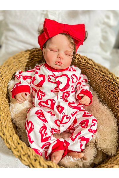 Aa Bebek Baby Girl Jumpsuit with Heart Headband 2 Pieces Set