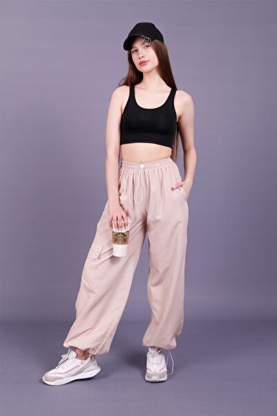 Ded COLLECTION بنطلون نسائي فضفاض بجيب كارجو باراشوت