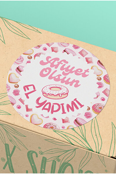 Basic Sense Afiyet Olsun El Yapımı Handmade Gıda Kek Kurabiye Poşet Paketleme Etiketi - 3x3cm 90 Adet - ST2408